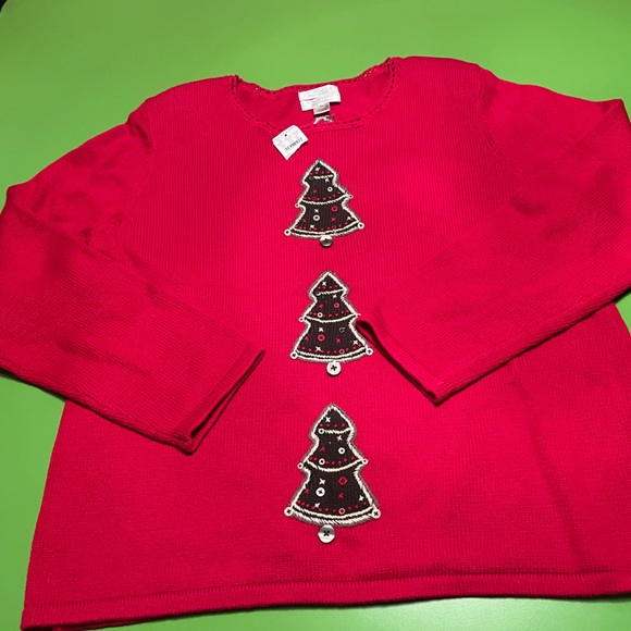 XL NEW Christopher & Banks Gingerbread Cookie Embroidered Tree Christmas Sweater - Picture 5 of 10